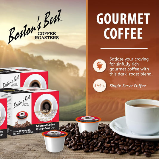 Boston’S Best Coffee - Rich & Bold French Roast Gourmet Coffee, Delectable Dark Roast Coffee, Compatible With Keurig® Coffee Maker, 1 Count (144 Single Serve Cups)