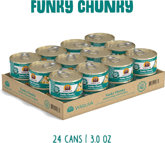 Weruva Classic Cat Food, Funky Chunky Chicken Soup With Pumpkin In Chicken Soup, 3Oz Can (Pack Of 24)