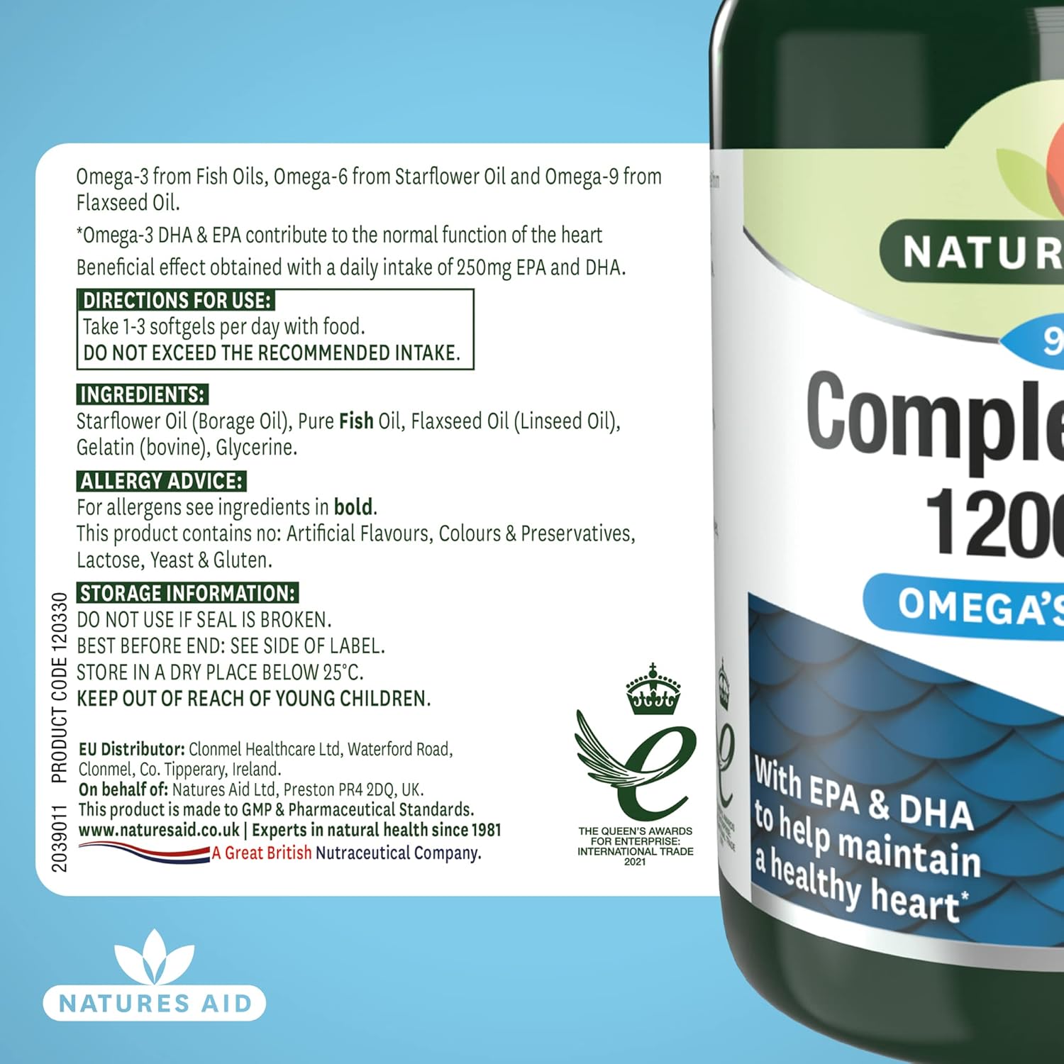 Natures Aid Complete EFA – Omega 3-6-9 Fatty Acids – Supports Heart, Brain & Joint Health – High Strength Balanced EFA Blend – Vegan, Gluten Free, Non-GMO – 90 Softgel Capsules : Amazon.co.uk: Health & Personal Care