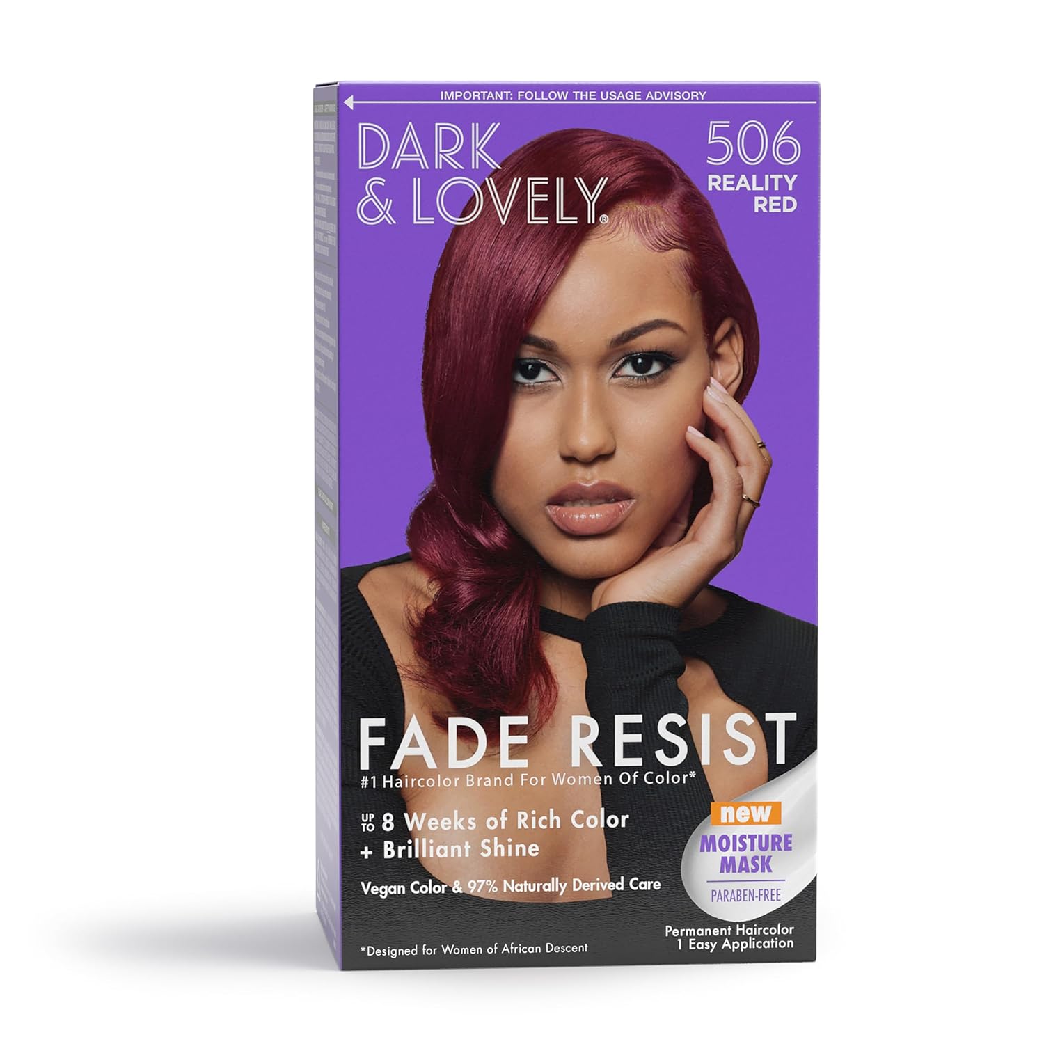 Softsheen-Carson Dark and Lovely Hair Dye, Fade Resist Hair Color with Conditioner Hair Mask, Reality Red, 1 Hair Dye Kit