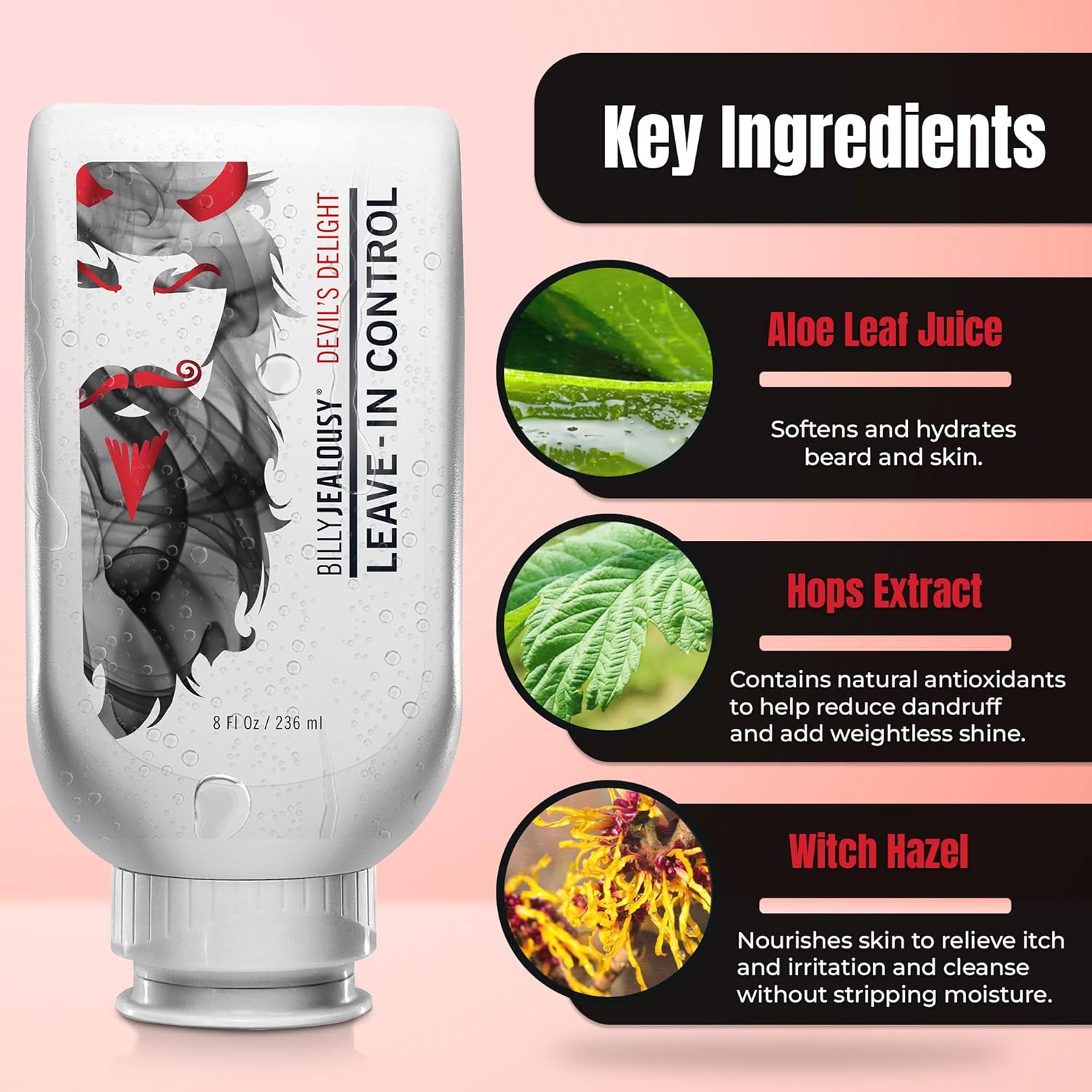 Billy Jealousy Original Gangster Beard Control Leave In Beard Conditioner For Men With Aloe Leaf Juice And Panthenol Softens Hair And Skin, Light Hold With Matte Finish, 8 Fl Oz : Beauty & Personal Care