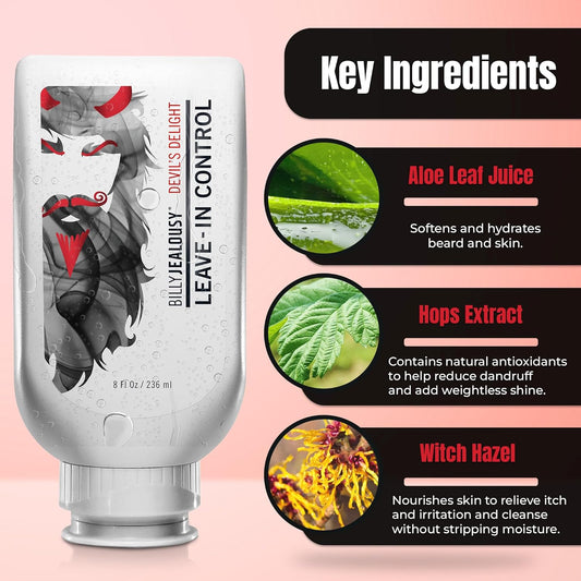 Billy Jealousy Original Gangster Beard Control Leave In Beard Conditioner For Men With Aloe Leaf Juice And Panthenol Softens Hair And Skin, Light Hold With Matte Finish, 8 Fl Oz : Beauty & Personal Care