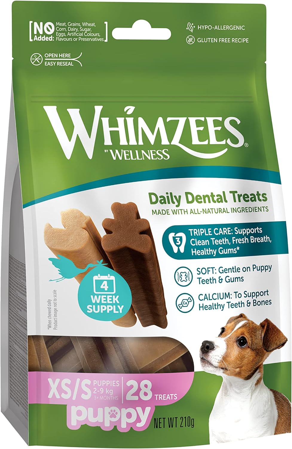WHIMZEES Puppy Stix, Natural and Grain Free Dog Chews, Puppy Dental Sticks, 28 Pieces, Size XS/S