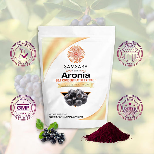 Aronia Berry 20:1 Extract Powder (4Oz/114G) - Antioxidant, Flavonoids And Polyphenols Supplement - High Orac - Native American Berry - Improved Wellbeing