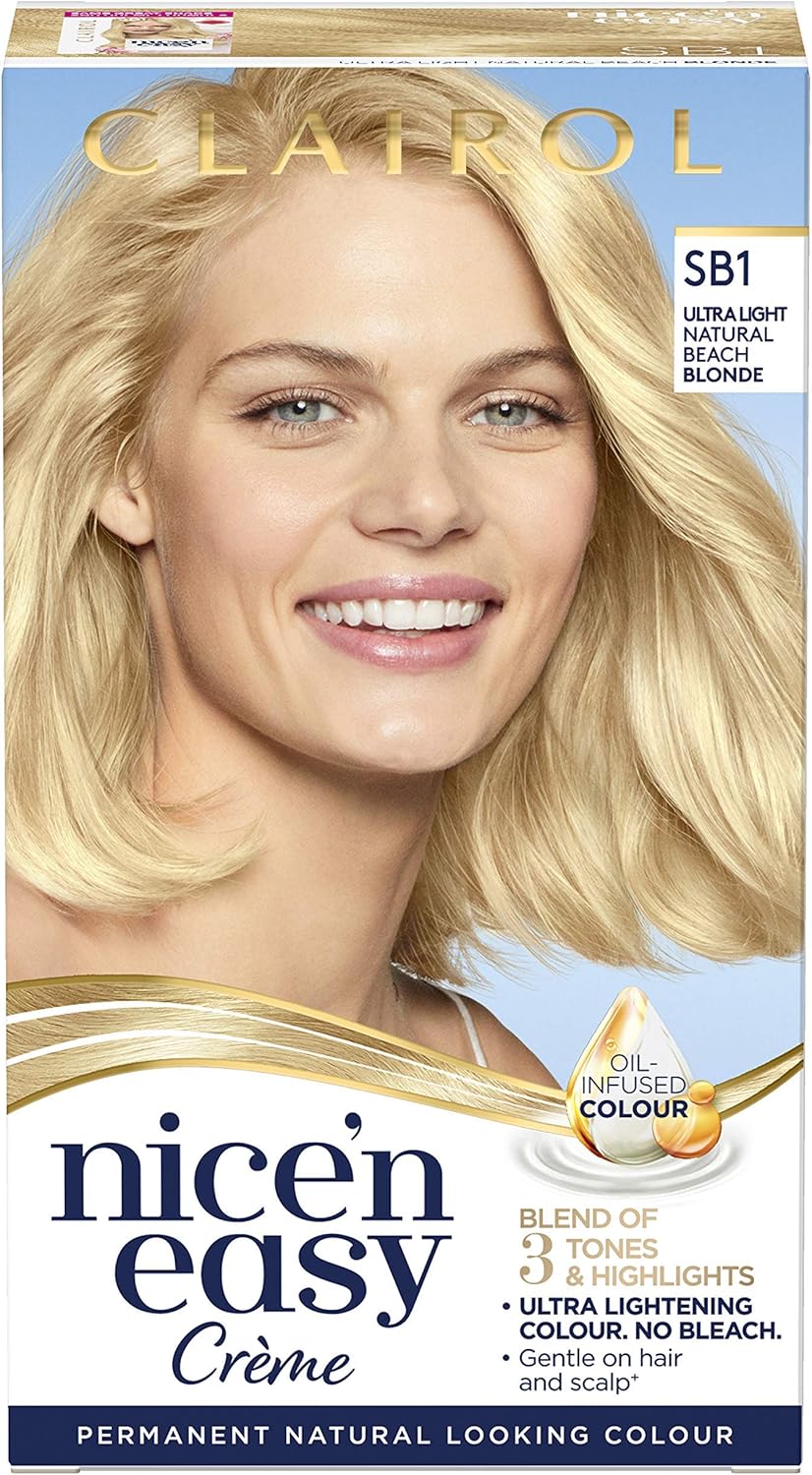 Clairol Nice' n Easy Crème, Natural Looking Oil Infused Permanent Hair Dye, SB1 Ultra Light Natural Beach Blonde & Root Touch-Up Permanent Hair Dye, 10 Extra Light Blonde : Amazon.co.uk: Beauty