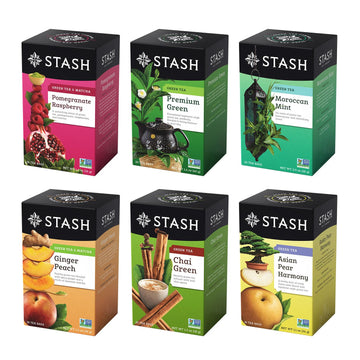 Stash Tea Green Tea Variety Pack Sampler Assortment - Caffeinated, Non-Gmo Project Verified Premium Tea With No Artificial Ingredients, 20 Count (Pack Of 6)