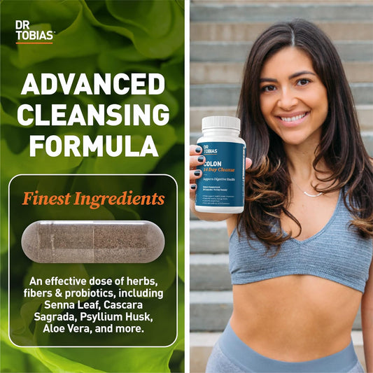 Dr. Tobias Colon 14 Day Cleanse, Advanced Gut Cleanse Detox For Women & Men With Cascara Sagrada, Psyllium Husk & Senna Leaf, Non-Gmo Colon Cleanse, 28 Capsules 1-2 Daily