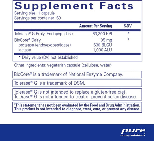 Pure Encapsulations Gluten/Dairy Digest | Unique Mix Of Enzymes To Support Healthy Gluten And Dairy Digestion* | 60 Capsules