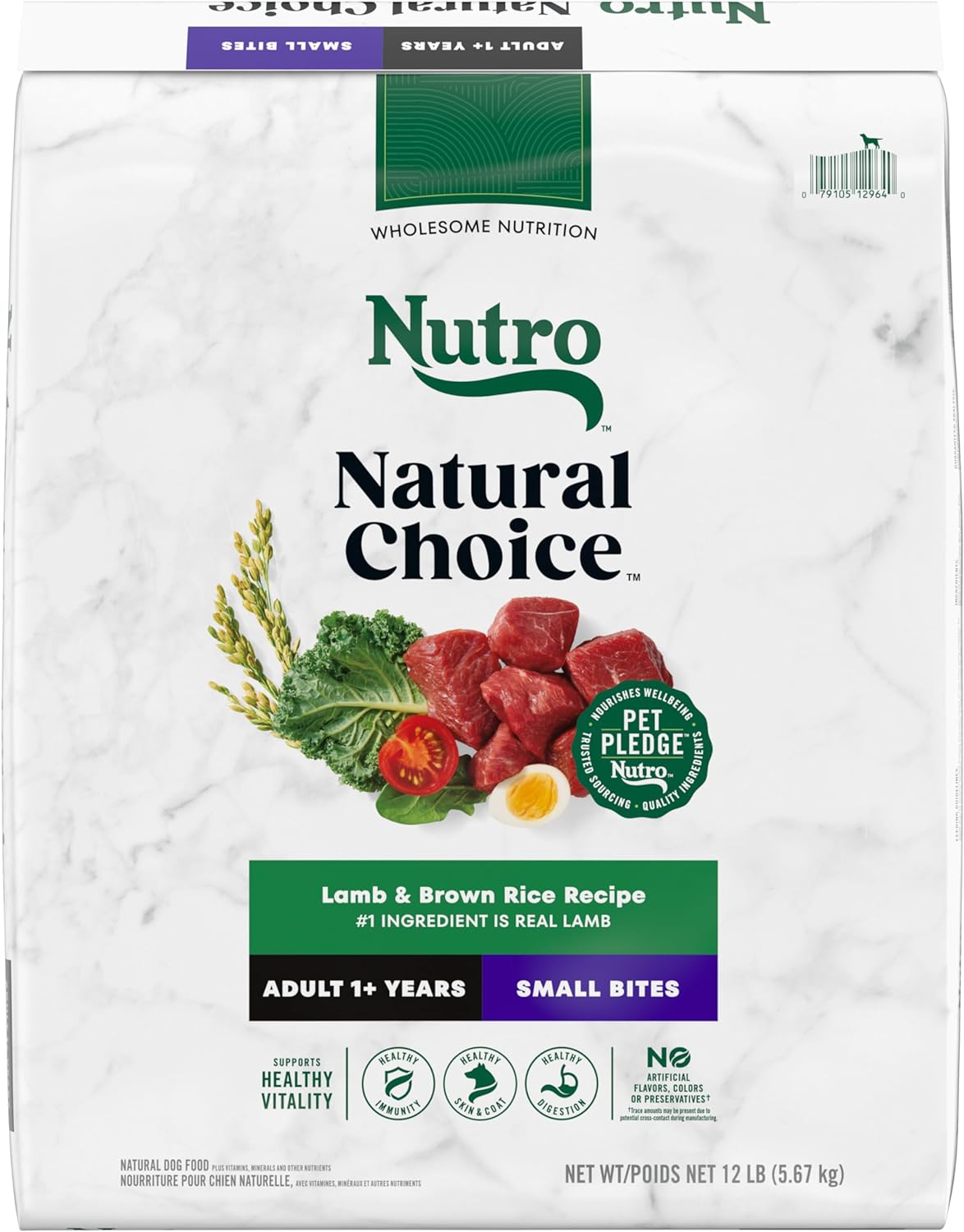 Nutro Natural Choice Small Bites Adult Dry Dog Food, Lamb And Brown Rice Recipe, 12 Lbs