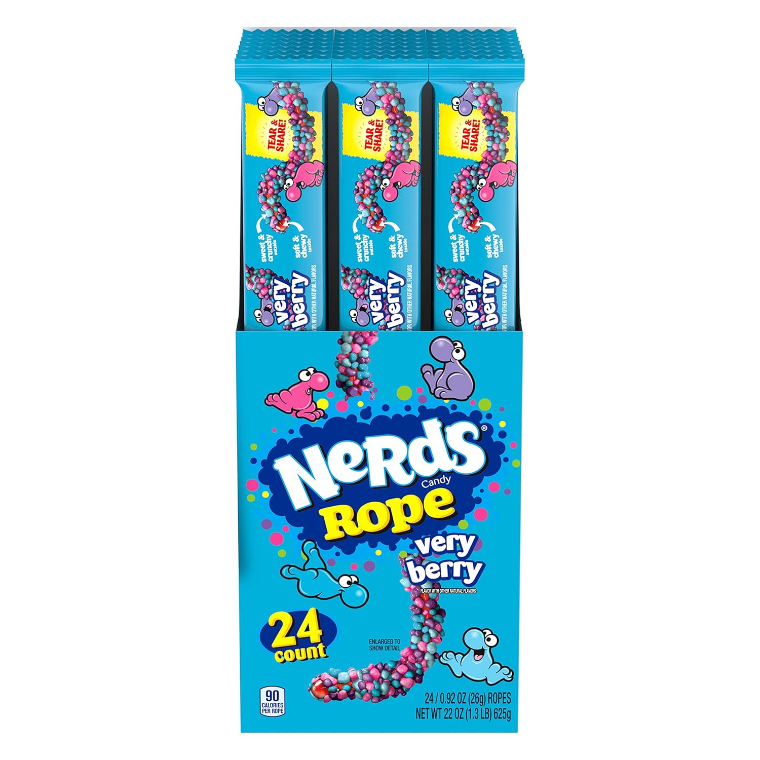 Nerds Rope Candy, Very Berry, 0.92 Ounce Ropes (Pack Of 24)