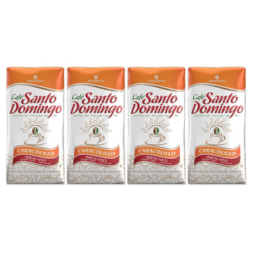 Café Santo Domingo Caracolillo, 16 oz Bag, Ground Peaberry Coffee, Medium Roast - Product from the Dominican Republic (Pack of 4)