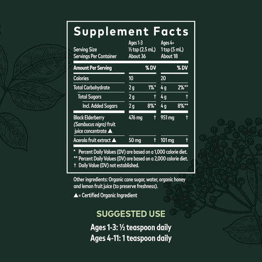 Gaia Herbs GaiaKids Black Elderberry Syrup - Delicious Immune Support Supplement for Kids - with Organic Black Elderberries and Honey - USDA Certified Organic Black Elderberry Syrup - 3  s