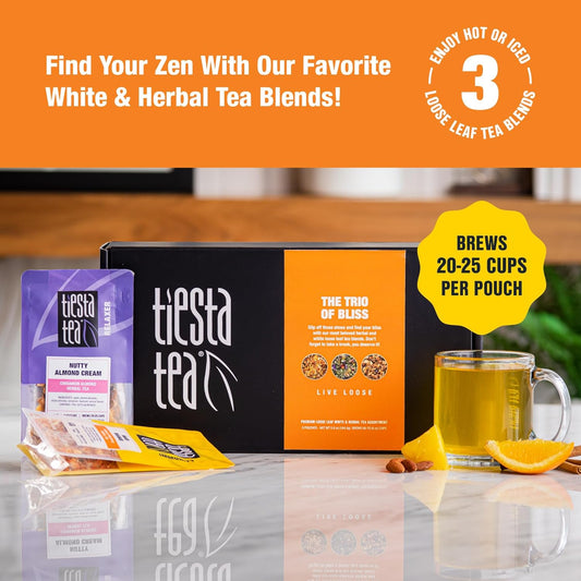 Tiesta Tea - Herbal Loose Leaf Tea Gift Box | Medium To Non Caffeinated Tea Variety Pack | Make Hot & Iced Tea | 3 Pouches Of Assorted Tea Blends With Herbal, White & Fruit Tea Bags