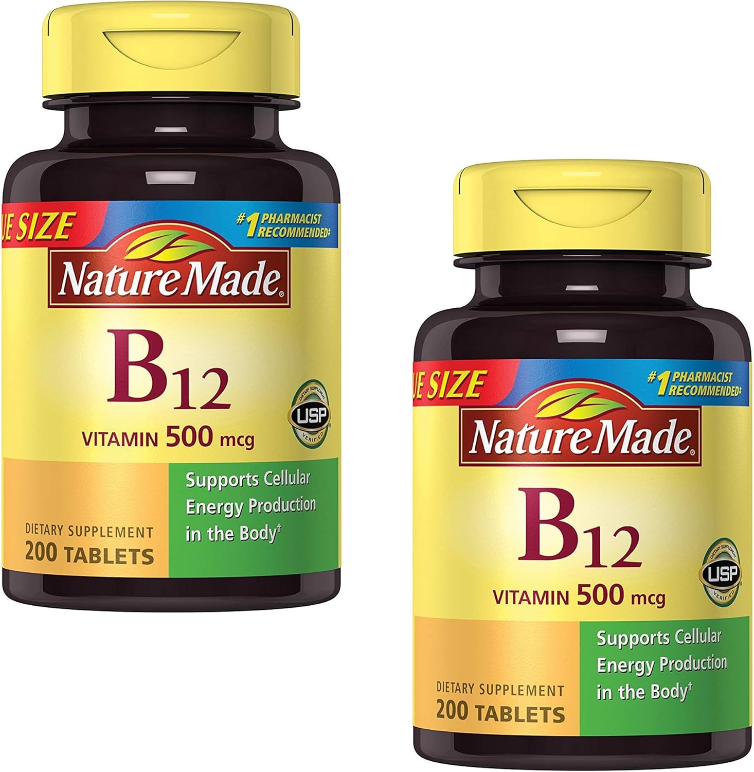 Nature Made Vitamin B12 500 mcg. Tablets Value Size 200 Ct - Pack of 2