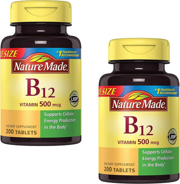 Nature Made Vitamin B12 500 mcg. Tablets Value Size 200 Ct - Pack of 2