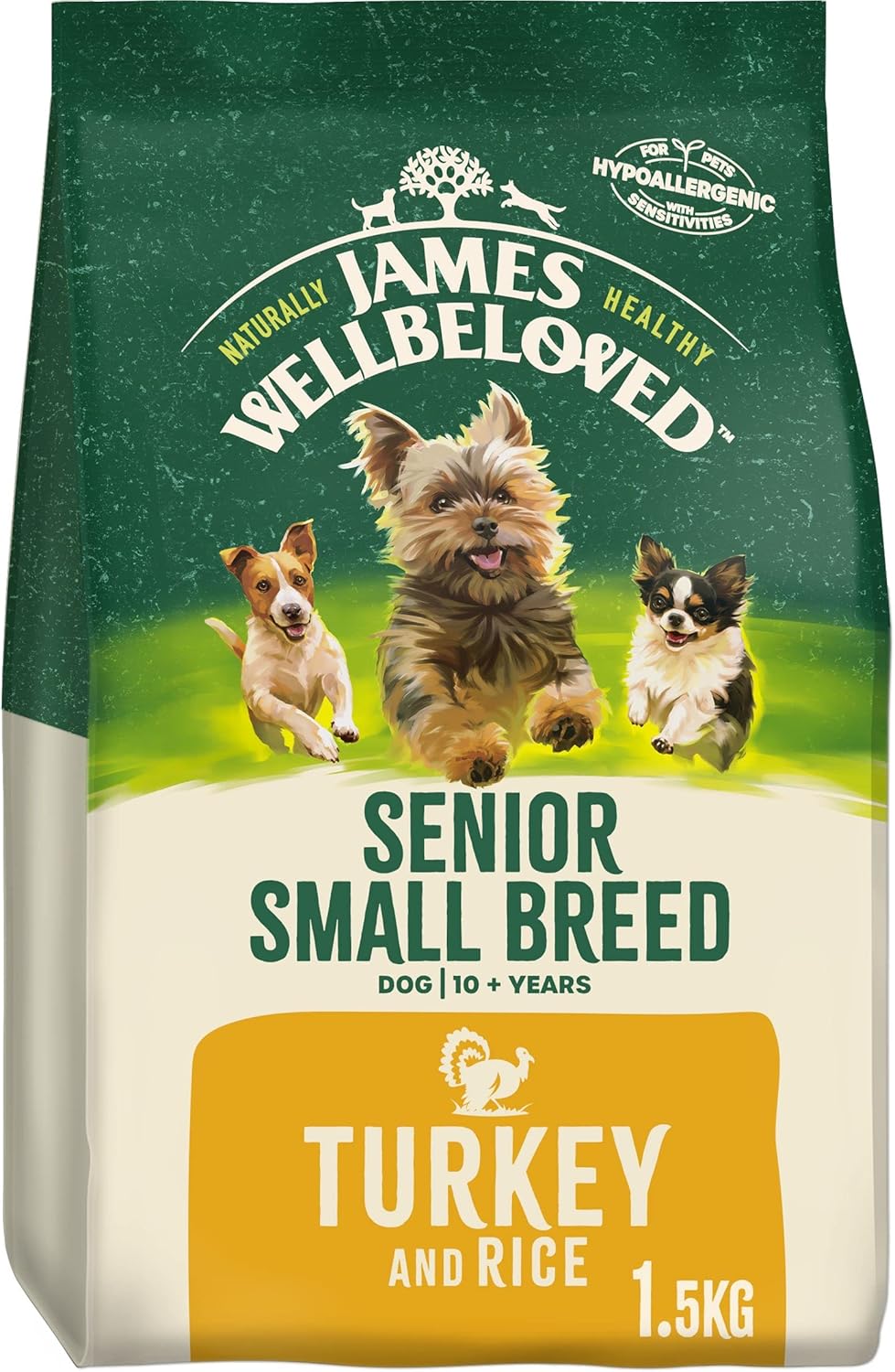 James Wellbeloved Senior Small Breed Turkey & Rice 1.5 kg Bag, Hypoallergenic Dry Dog Food?401751
