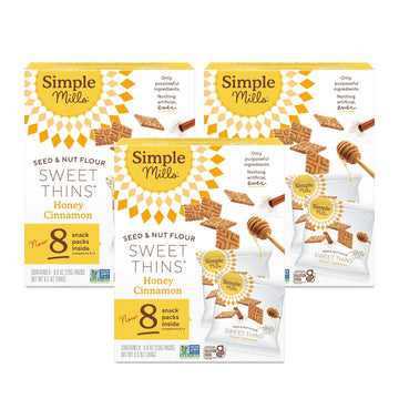 Simple Mills Snack Packs Honey Cinnamon Seed & Nut Flour Sweet Thins, Paleo Friendly & Delicious Sweet Thin Cookies, Good for Snacks, Nutrient Dense, 8 Pack (Pack of 3)