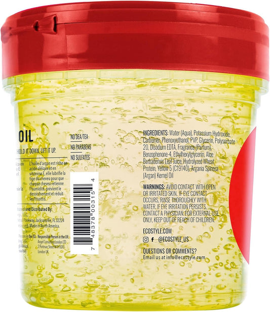 Eco Style Moroccan Argan Oil Eco Styler Hair Gel, Nourish And Repair, Alcohol-Free, 236 Ml (Pack Of 1)