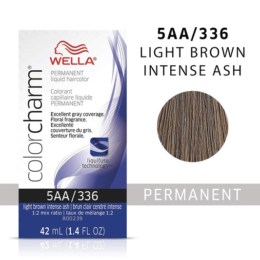 Wella Professionals Invigo Brilliance Color Protection Shampoo & Conditioner, For Fine Hair + Wella Colorcharm Permanent Liquid Hair Color For Gray Coverage, 5Aa Light Brown Intense Ash