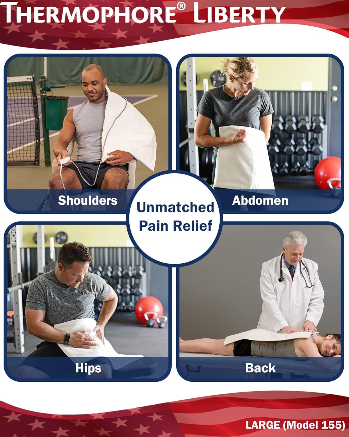 Assembled In The Usa - Thermophore Liberty 2 - Moist Heating Pad For Arthritis, Back, Neck, Shoulder Pain And Cramps Relief - Electric, 3 Temperature Settings With Auto Shut Off, Large 14" X 27" : Health & Household