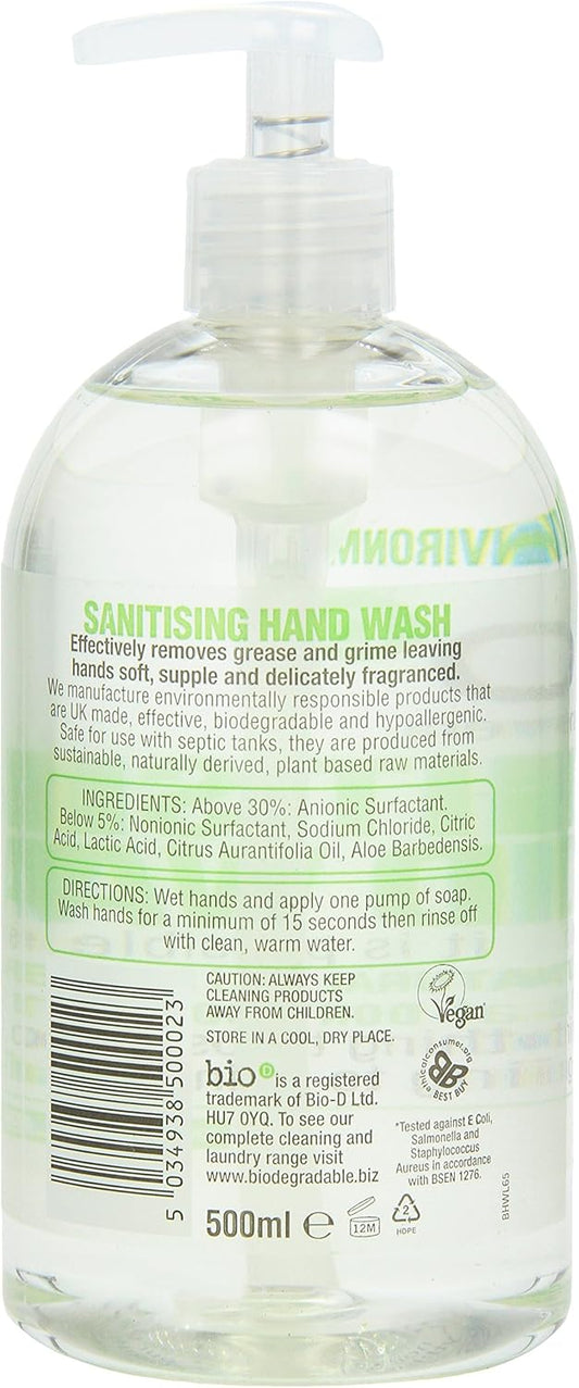 Bio D Anti Bacterial Lime and Aloe Vera Hand Wash 500 g (Pack of 6)