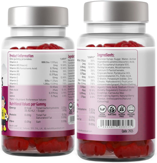 Lily & Loaf Multivitamin & Mineral Gummies – 60 Vegan Gummies, 30-Day Supply – Natural Berry Flavor – Immune Support & Energy Boost