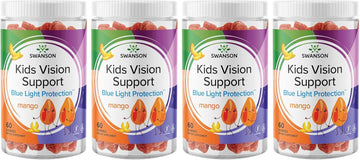 Swanson Kids Mango Lutein & Zeaxanthin Gummies - Vegan Vision Supplement Promoting Retinal & Macular Health - Helps to Support Eye Fatigue, Eye Strain, & Overall Vision Health - (60 Gummies) (4 Pack)