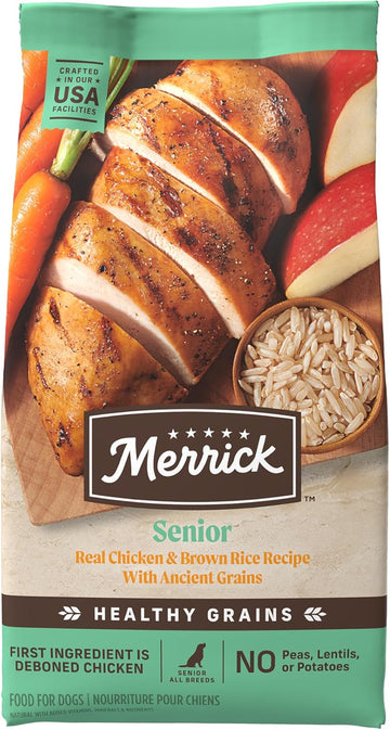 Merrick Healthy Grains Premium Dry Dog Food, Wholesome And Natural Dry Chicken Kibble, Senior Recipe - 25.0 Lb. Bag