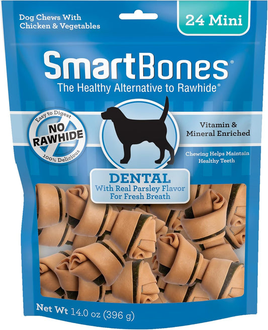 Smartbones SBD-00222 Rawhide-Free Dental Dog Chew, Vegetable & Chicken Dog Chew,Mini | 24 Count : Pet Treat Bones : Pet Supplies