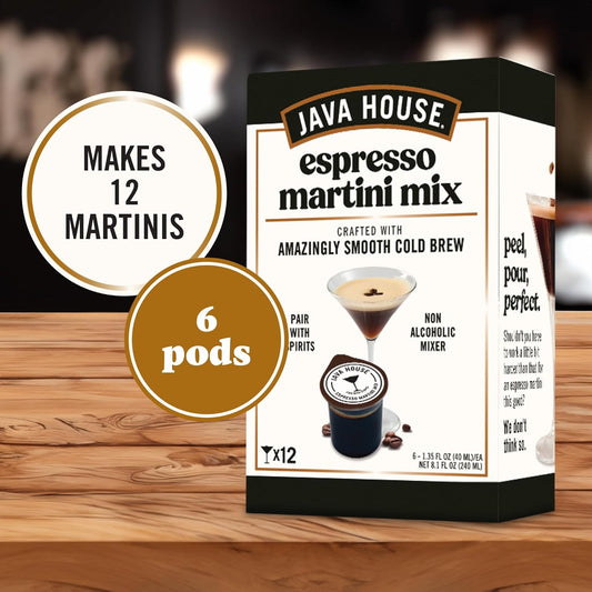 Java House Cold Brew Espresso Martini Mix, Ready To Use Liquid Coffee Concentrate Pods – 1.35 Fluid Ounces Each (Pack Of 6, Makes 12 Cocktails)