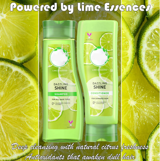 Herbal Essence Dazzling Shine Shampoo & Conditioner Bundle (2 X 400 Ml) – Shine-Enhancing Hair Care For Dull Or Damaged Hair – Silicone-Free, Cruelty-Free Formula With Natural Lime Essence