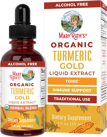 Usda Organic Turmeric Gold Liquid Drops By Maryruth'S | Liquid Herbal Blend | Turmeric Curcumin, Black Pepper, Cassia Cinnamon Bark, Ginger Root | Immune Support | Non-Gmo | Vegan | 1Oz