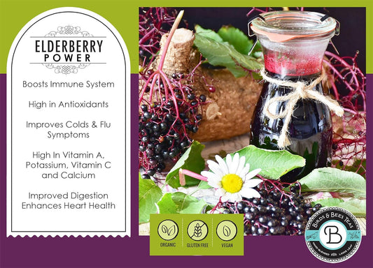 BIRDS AND BEES TEAS Dried Elderberries Bulk 1 lb - Makes Great Organic Elderberry Tea - Sambucus Nigra is Known for It's Immune System Booster Properties