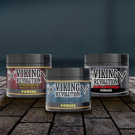 Viking Revolution Hair Styling Agent Extreme Hold Pomade For Men - Style & Finish Your Hair (3 Pack)