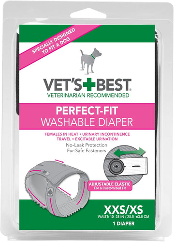 Vet's Best Perfect-Fit Washable Female Dog Diaper | No-Leak Protection | XXS / XSBRM10416