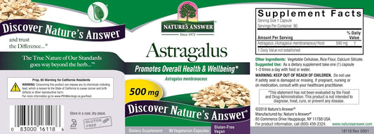 Nature's Answer Astragalus Root, 90-Count
