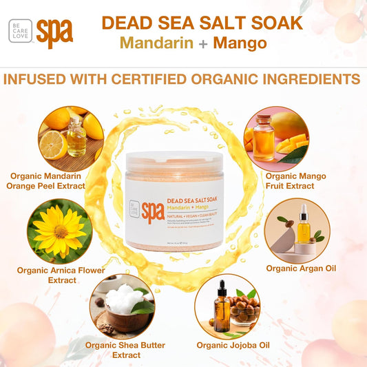 Bcl Spa Dead Sea Salt Soak - Bath Salt With Organic Pink Grapefruit, Shae Butter, Arnica, Aloe Vera Juice, Chamomile, Argan Oil & Jojoba Oil Skin Exfoliator - Home/Professional Use 16 Fl Oz