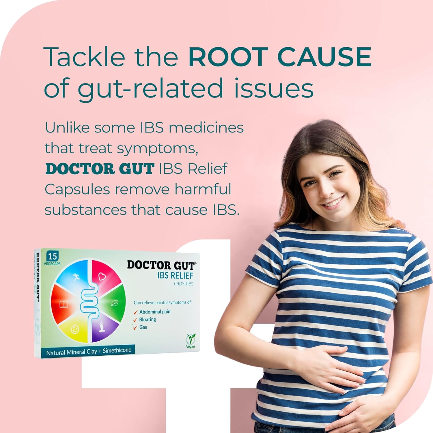 Doctor Gut IBS Relief Capsules, 15 Caps - Stomach Pain Relief, Bloating Relief, Trapped Wind & Gas Relief - Drug-Free, Natural Clay, Expels Harmful Causes of Irritable Bowel Syndrome : Amazon.co.uk: Health & Personal Care