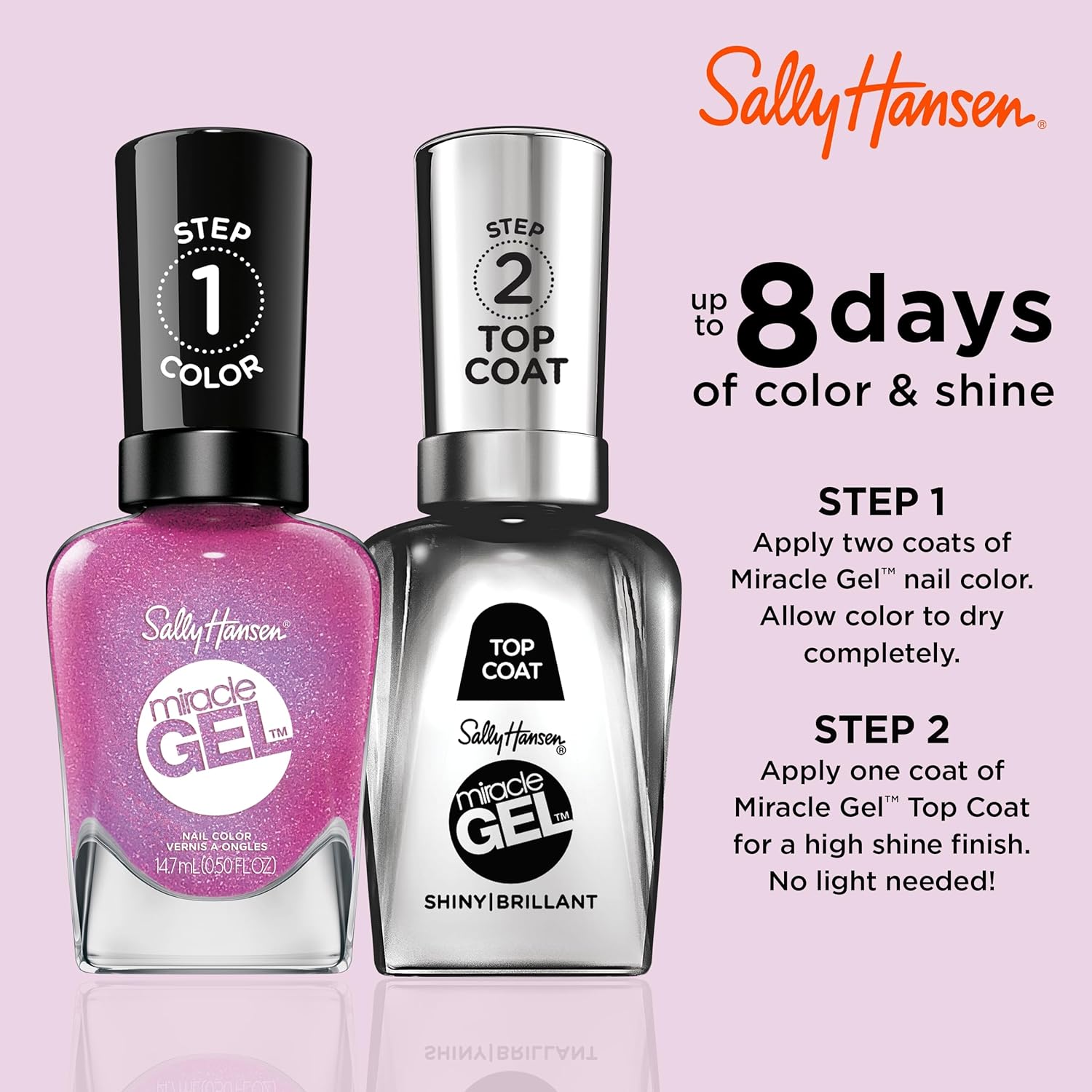 Sally Hansen Miracle Gel™, Quartz and Kisses, Long Lasting, Gel-Like Formula, No UV Lamp Needed, Pink Nail Polish : Beauty & Personal Care