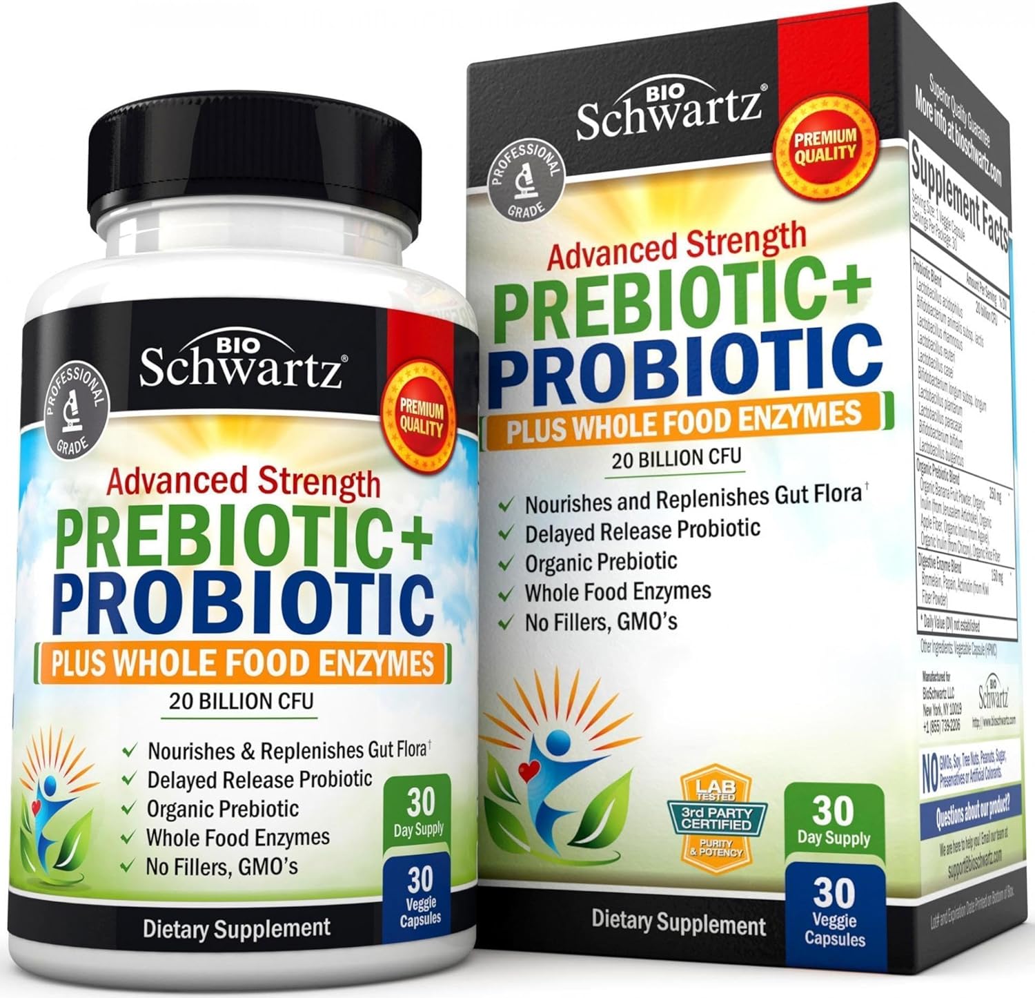 Prebiotics And Probiotic With Whole Food Enzymes For Adults Women & Men - Probiotics Lactobacillus Acidophilus - Digestive Health Capsules Shelf Stable Supplement - Non-Gmo Gluten & Dairy Free -30Ct