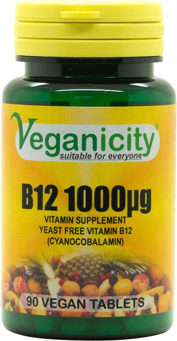 Veganicity B12 1000µg : High Strength Vitamin B12 Supplement : 90 Tablets, In A Planet-Friendly 99% Recycled Pot
