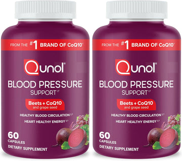 Qunol Beets Capsules for Blood Pressure Support, 3 in 1 Beets + CoQ10 + Grape Seed Extract, Supports Healthy Blood Circulation & Heart Healthy Energy, 60 Count (Pack of 2)
