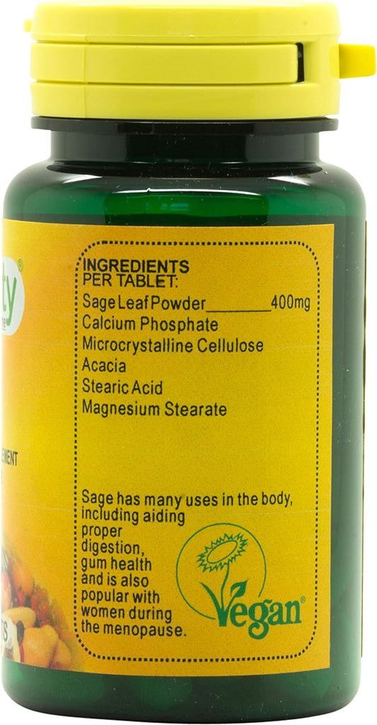 Veganicity Sage 400Mg : Womens Health Supplement - 60 Tablets, In A Planet Friendly 99% Recycled Pot