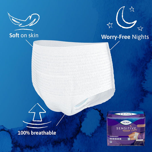 Tena Incontinence Underwear For Women, Overnight Absorbency, Sensitive Care - X-Large - 48 Count