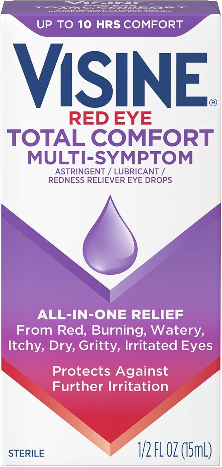 Visine Multi-Symptom Eye Drops - Astringent, Lubricant & Redness Reliever For Irritated, Dry, Red Eyes - 0.5 Fl. Oz