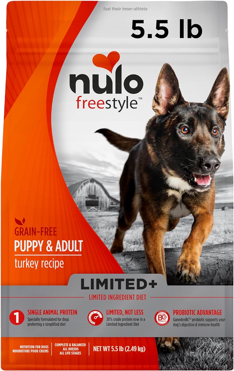 Nulo Freestyle All Breed Dog Food, Premium Allergy Friendly Adult & Puppy Grain-Free Dry Kibble Dog Food, Single Animal Protein with BC30 Probiotic for Healthy Digestive Support 5.5 Pound (Pack of 1)