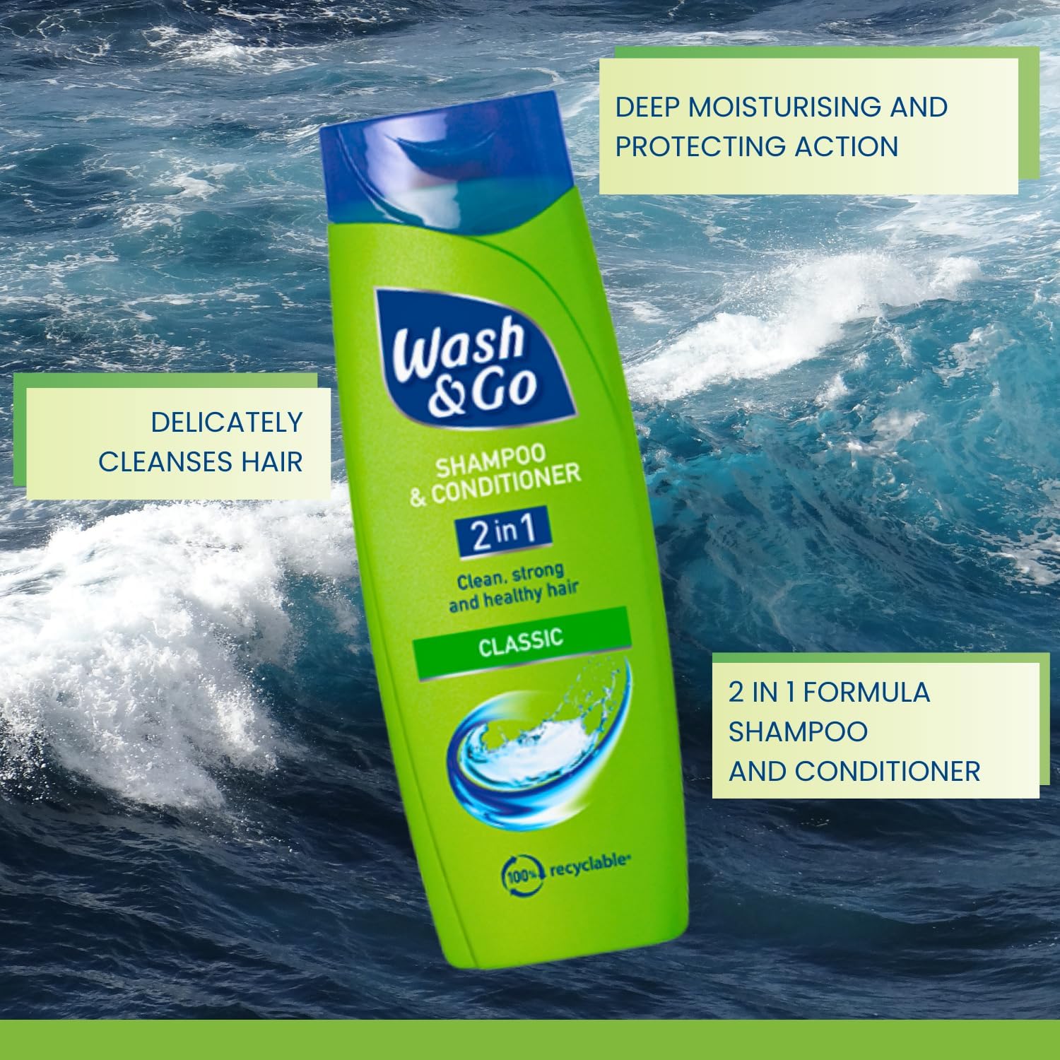 Wash & Go Anti-dandruff 2 in 1 Shampoo & Conditioner, Men's Dandruff Shampoo, For All Hair Types, Bulk Pack x 6 bottles : Amazon.co.uk: Beauty