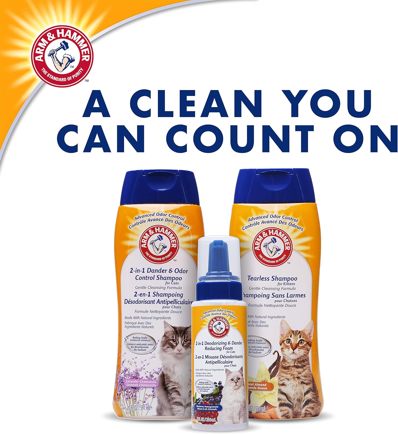 Arm & Hammer 2-in-1 Deodorizing & Dander Reducing Shampoo for Cats Cat Dander and Cat Odor Remover Baking Soda Moisturizes and Deodorizes, Lavender Chamomile Scent, 20 Fl Oz - (Pack of 6) : Everything Else