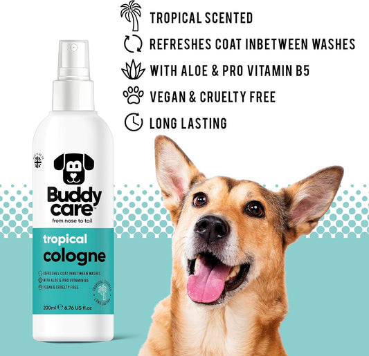 Buddycare Dog Cologne - Tropical - 200ml - Refreshing and Tropical Scented Dog Cologne - Refreshes Between Dog WashesB73004