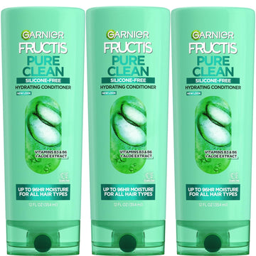 Garnier Fructis Pure Clean Hydrating Conditioner, 12 Fl Oz, 3 Count (Packaging May Vary)